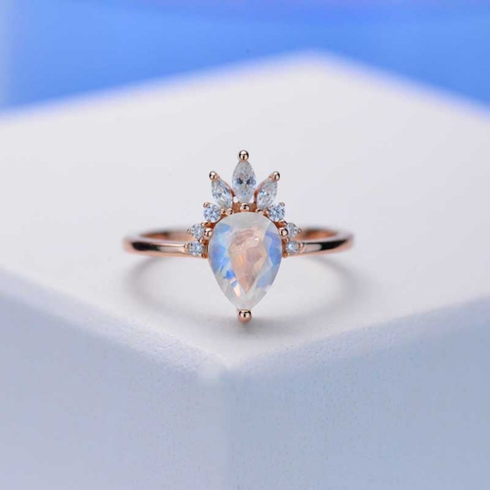 ‼️New‼️PEAR CUT GENUINE MOONSTONE RING